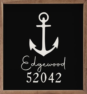 Personalized City And Zip Anchor Black